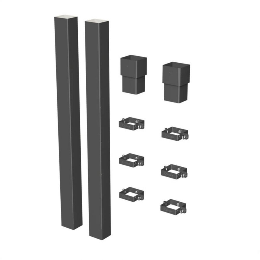 Galeco Square PVC Socket Downpipe Kit Galeco Grey - 80mm Diameter