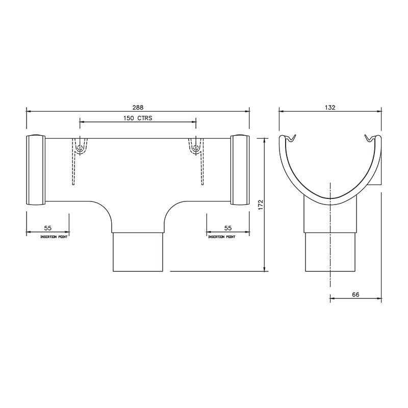 FloPlast Deepflow/ Hi-Cap Gutter Running Outlet - 115mm x 75mm White