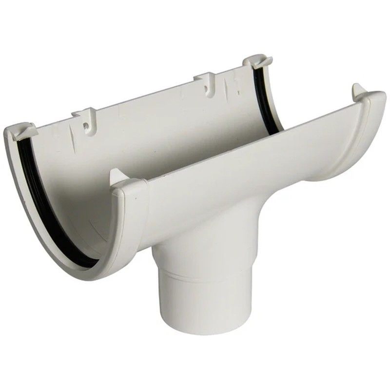 FloPlast Deepflow/ Hi-Cap Gutter Running Outlet for 80mm Downpipe - 115mm x 75mm White