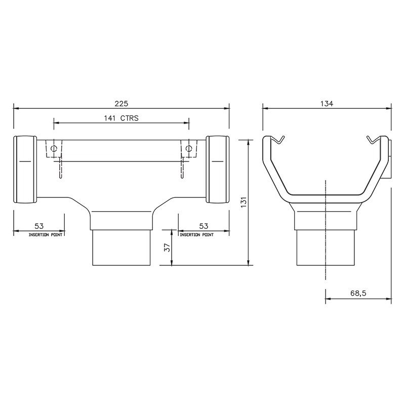 FloPlast Square Gutter Running Outlet - 114mm Brown