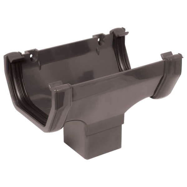 FloPlast Square Gutter Running Outlet - 114mm Anthracite Grey