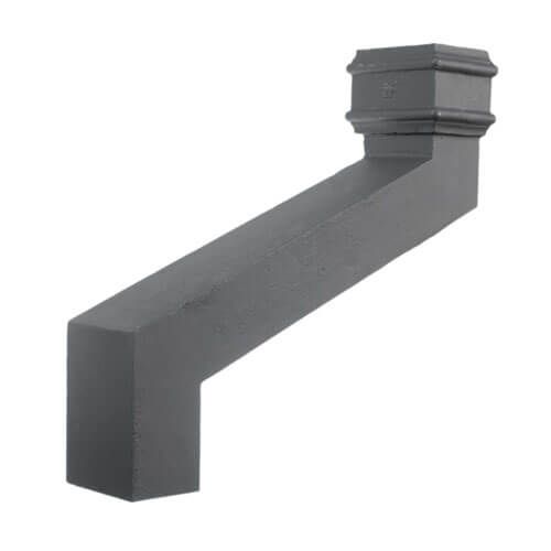 Cast Iron Rectangular Downpipe - 457mm Front Projection 100mm x 75mm Primed