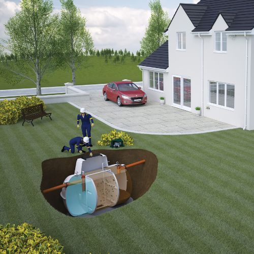 Marsh ENSIGN ULTRA 4 Person Sewage Treatment Plant with Beacon Alarm - Pumped Outlet