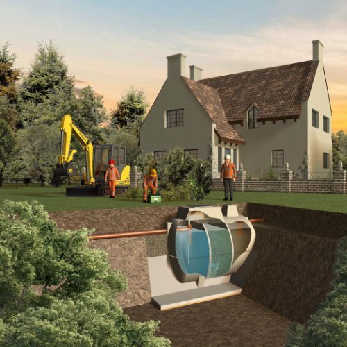 Marsh ENSIGN ULTRA 4 Person Sewage Treatment Plant with Beacon Alarm - Pumped Outlet