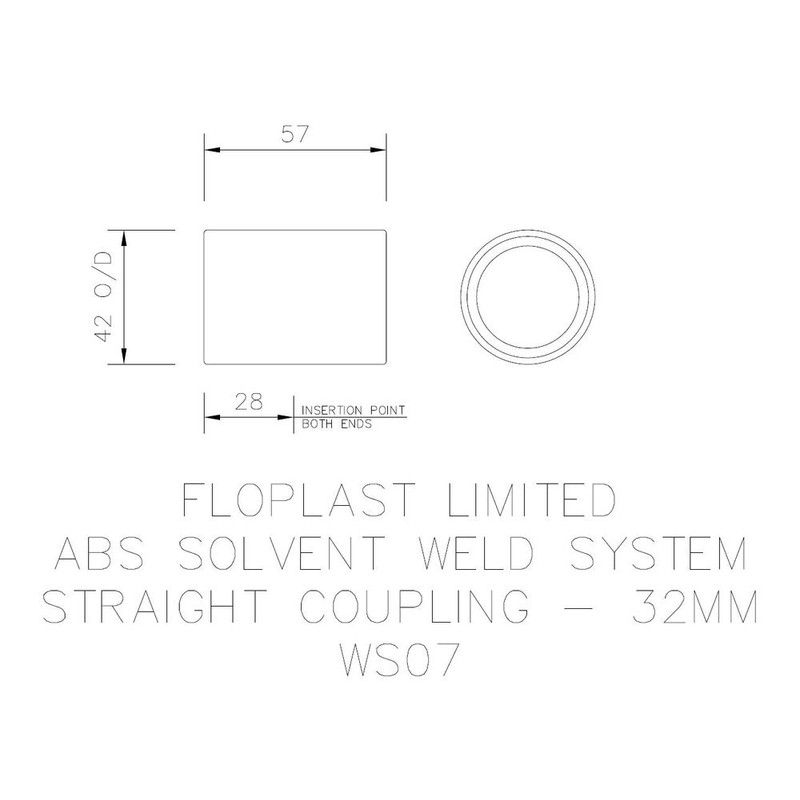 FloPlast Solvent Weld Waste Coupling - 32mm White - Pack of 25