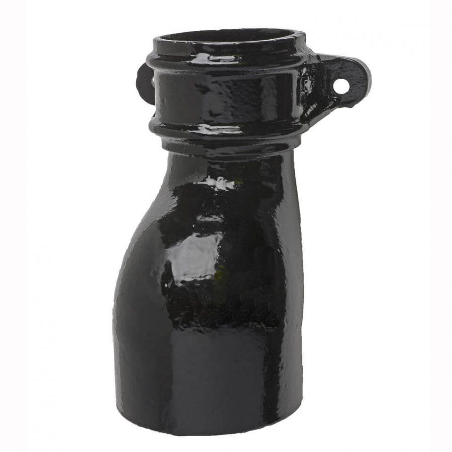 Cast Iron Round Downpipe Eared Anti-Splash Shoe - 65mm Black