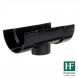 Cast Iron Deep Half Round Gutter Running Outlet - 125mm for 75mm Downpipe Black