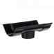Cast Iron Beaded Half Round Gutter Running Outlet - 115mm for 75mm Downpipe Black