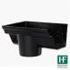 Cast Iron Notts Ogee Gutter Left Hand Stopend Outlet - 115mm for 75mm Downpipe Black