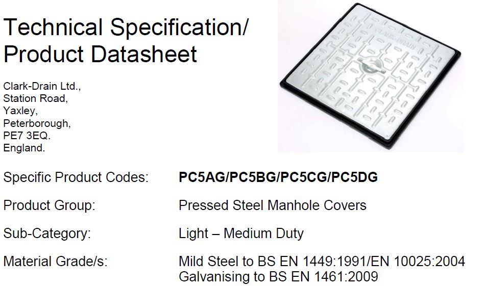 ClarkDrain Manhole Covers Specification Sheets