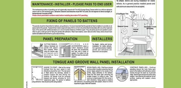 Wall And Ceiling Panels - Installation Instructions