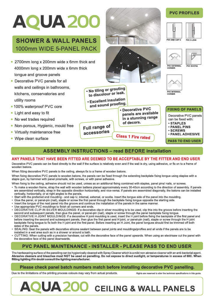 Wall & Ceiling Panel Installation Instructions - Page 1